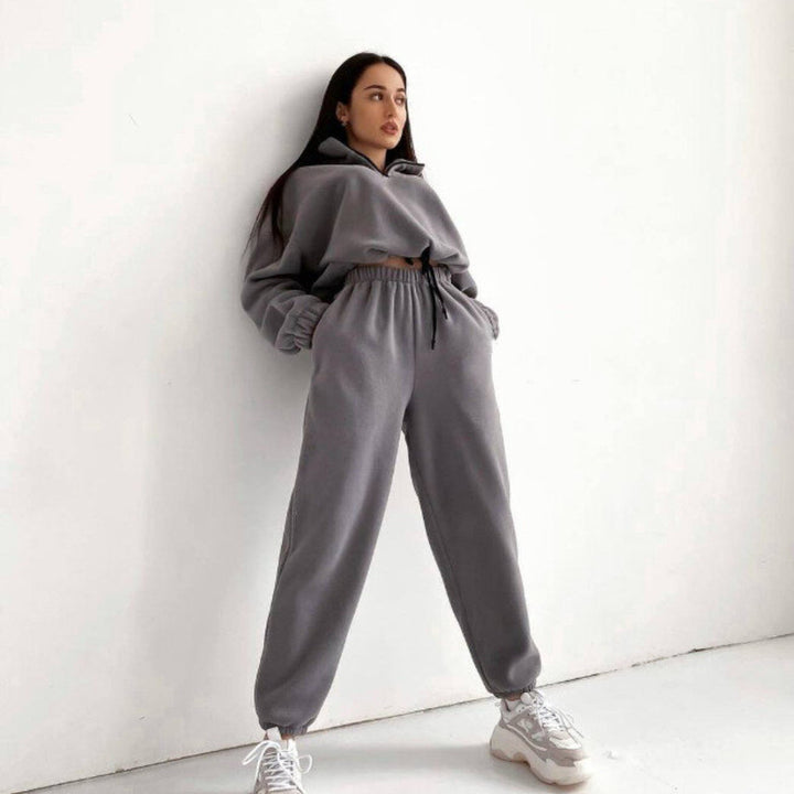 Damen Fleece-Sweatanzug mit hohem Kragen Drune