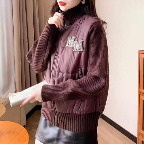 Damen Steppweste mit eleganten Strickärmeln Drune