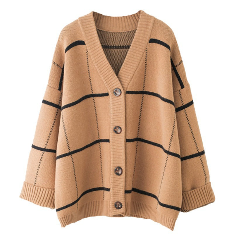 Damen Stilvolle Strickjacke mit farblich abgestimmtem Blockdesign Drune