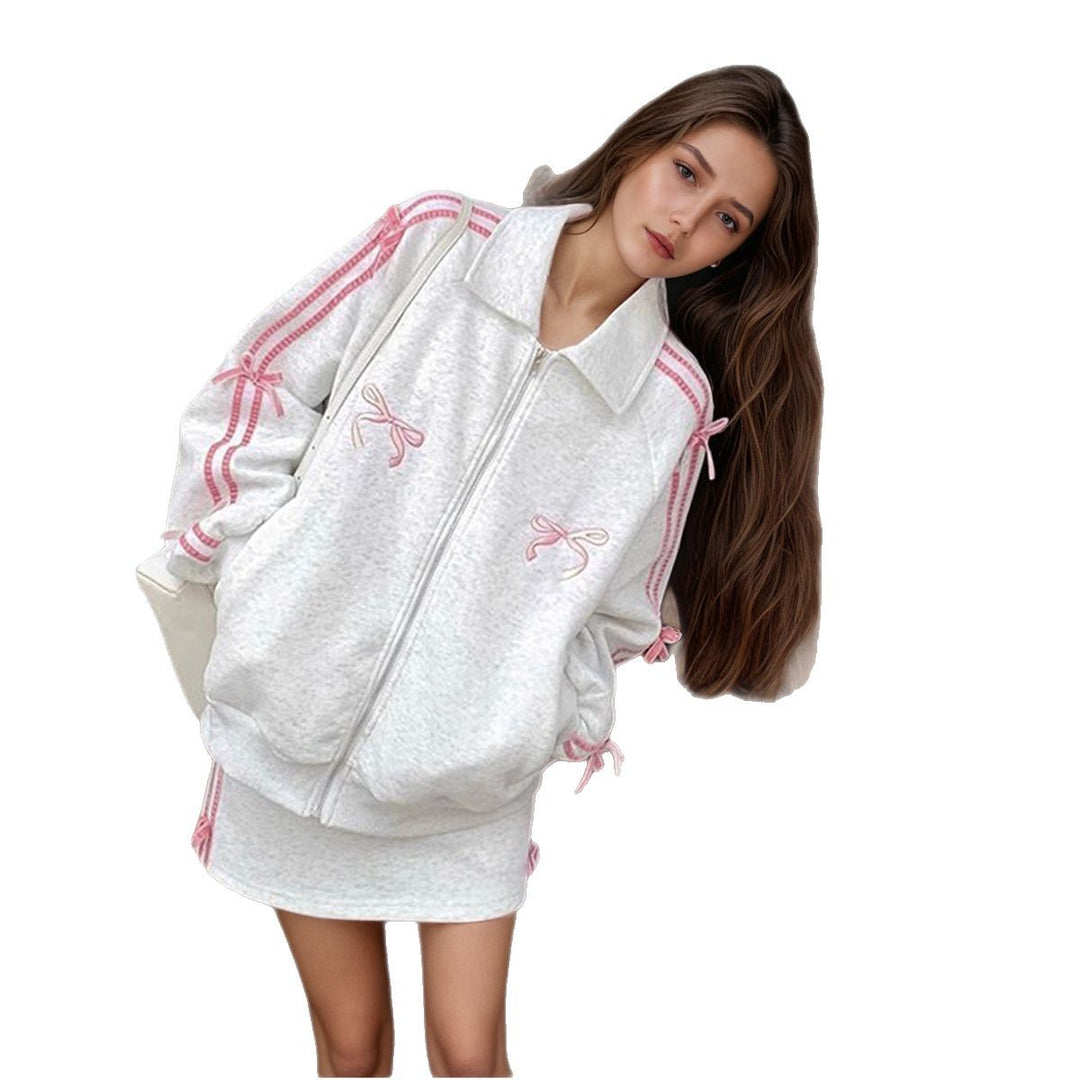 Damen Sportliche Sweatjacke mit dekorativen Bindebändern Drune