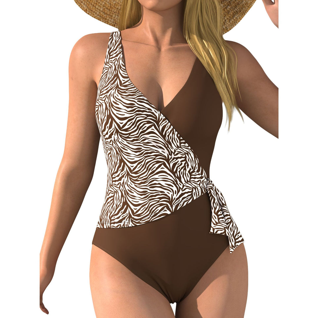 Damen Einteiliger Badeanzug mit Wickeldesign und Tiermotiv Drune