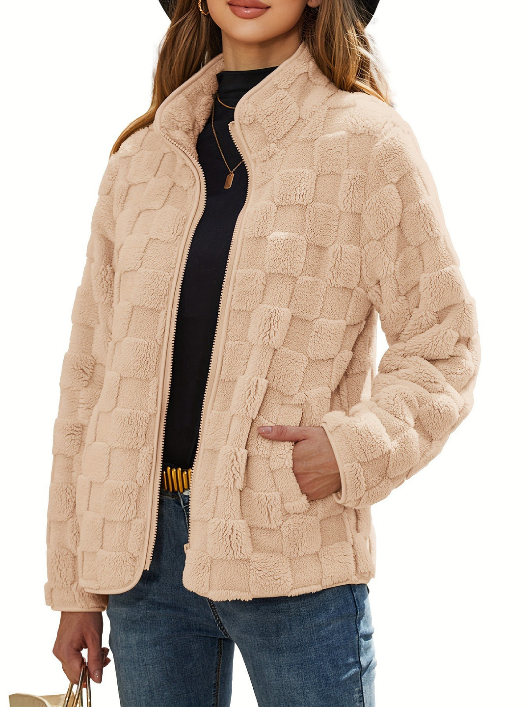 Damen Fleecejacke mit strukturiertem Design und seitlichen Eingrifftaschen Drune