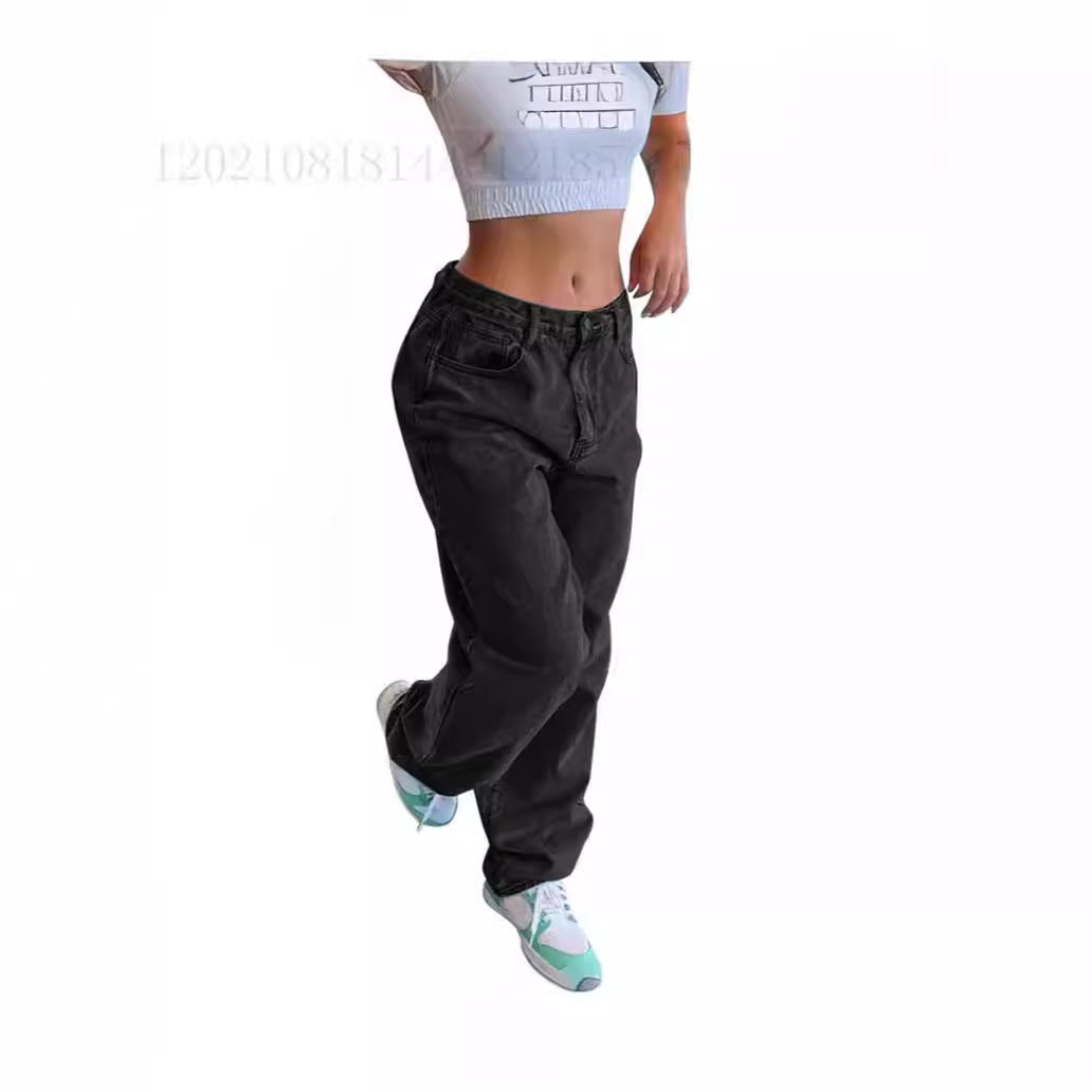 Damen nan relaxed-fit Baggy-Jeans mit hoher Taille und tiefem Schritt Drune