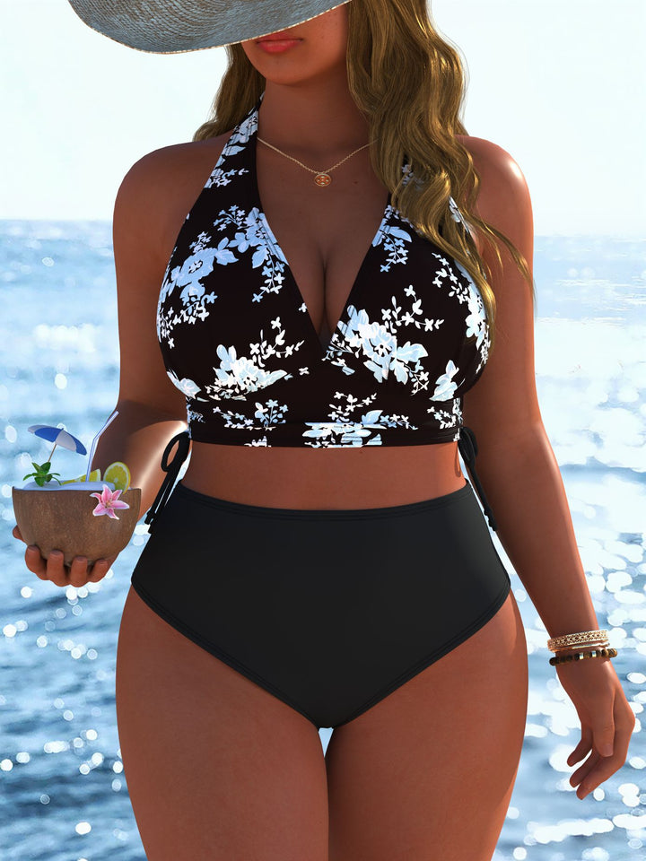 Damen Bikini-Set mit modernem Wickeloberteil und hoch tailliertem Höschen Drune
