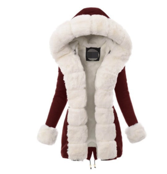 Damen Fleecejacke mit luxuriösem Kunstpelzkragen Drune