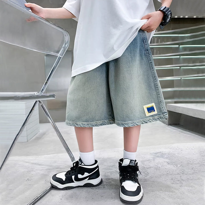 Jungen lässige Denim-Cargo-Shorts mit praktischen Taschen Drune