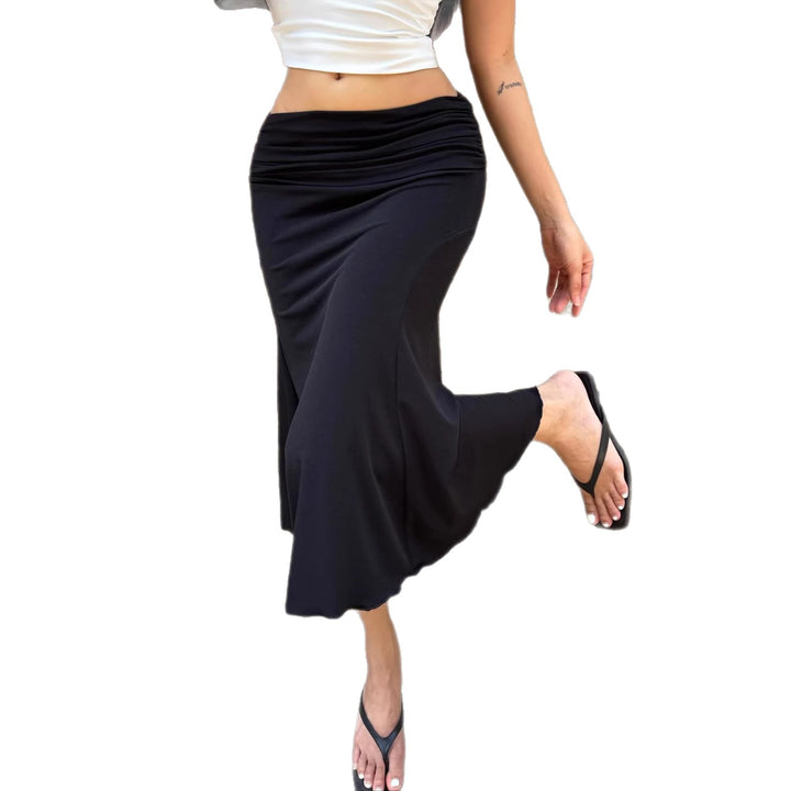 Damen Eleganter Wickelrock mit gerafftem Bund und schwingendem Saum Drune