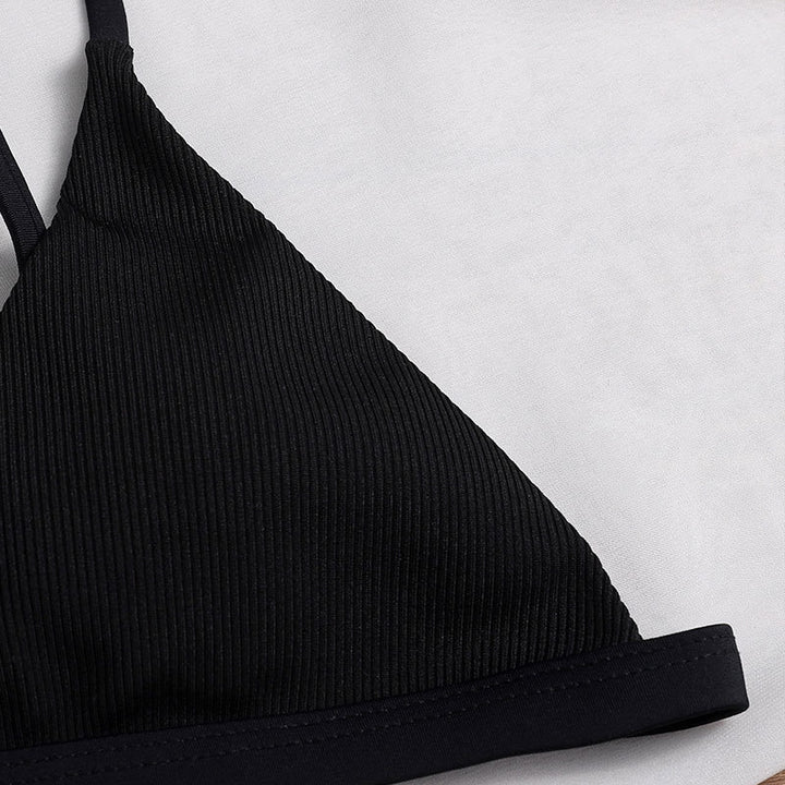Damen Triangel-Bikinioberteil mit verstellbaren Trägern und glänzendem Material Drune