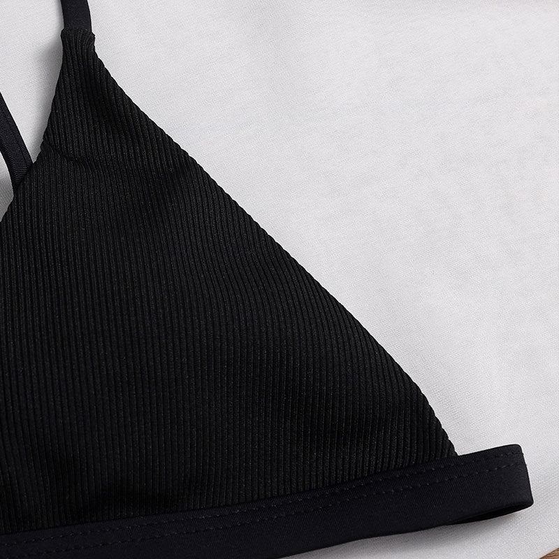 Damen Triangel-Bikini-Oberteil mit verstellbaren Trägern und elegante Rippstruktur Drune
