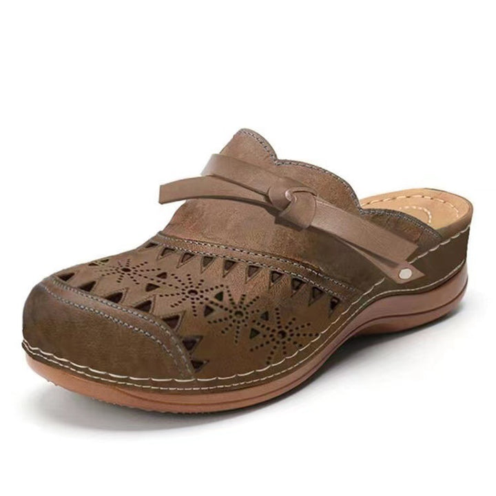 Damen Komfortable Clogs mit filigranem Durchbruchdesign und elegantem Riemen Drune