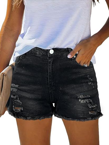 Damen Destroyed Denim-Shorts mit fransigen Säumen und lässigem Schnitt Drune