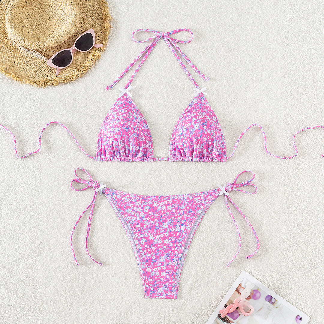 Damen Triangel-Bikini mit verstellbaren Bindebändern und floralem Design Drune