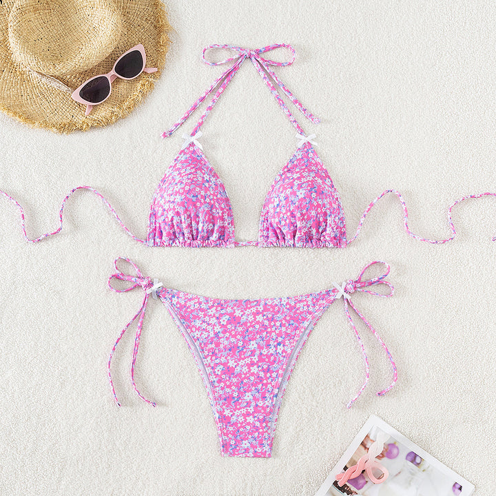 Damen Triangel-Bikini mit verstellbaren Bindebändern und floralem Design Drune