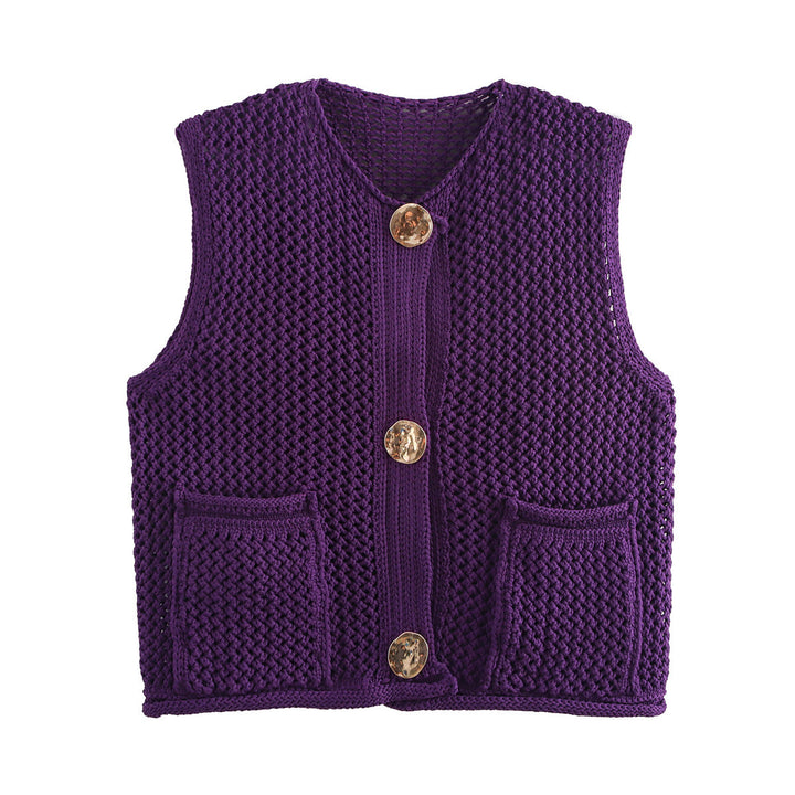 Damen Strickweste mit Knopfdetails und praktischen Taschen Drune