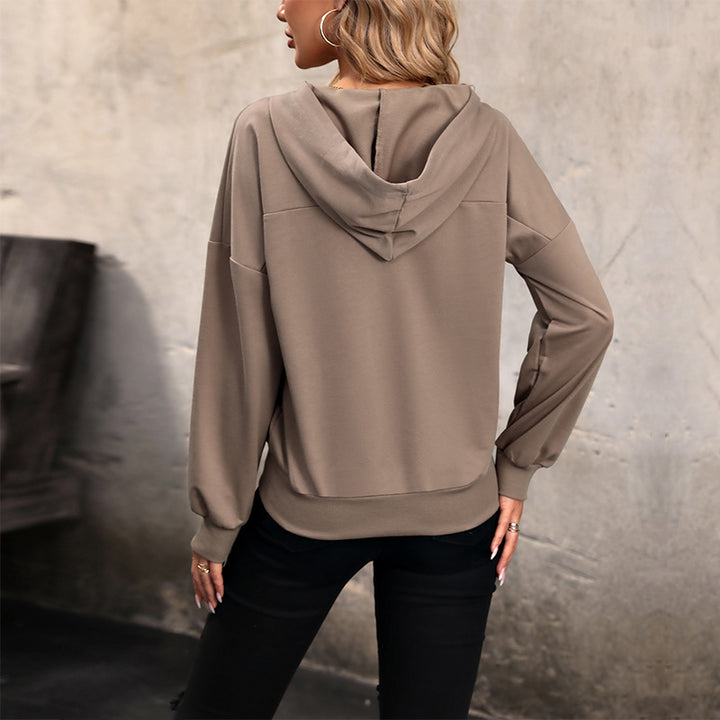 Damen gemütlicher Hoodie mit Knopfleiste und lässigem Schnitt Drune
