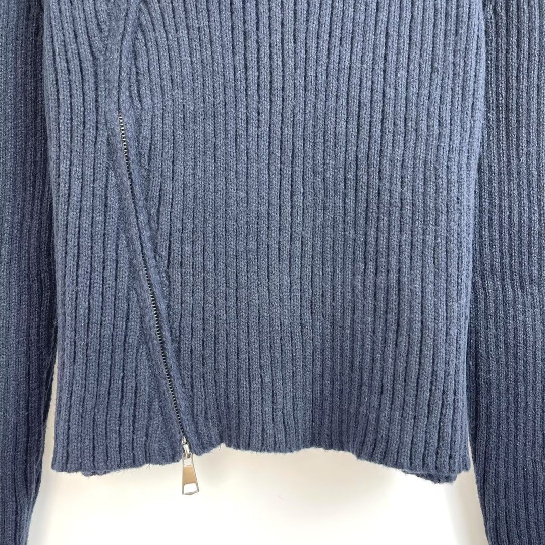 Damen Strickjacke mit raffiniertem Kragen und seitlichem Reißverschluss Drune