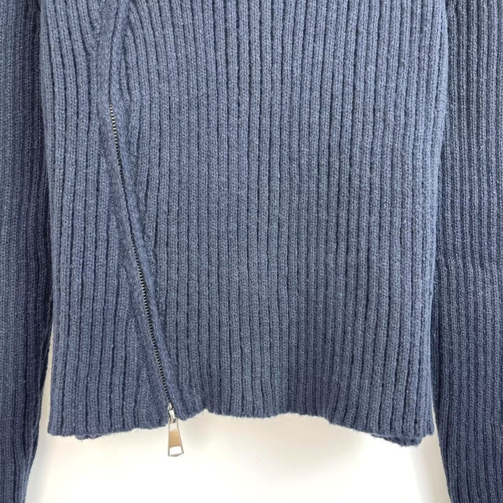 Damen Strickjacke mit raffiniertem Kragen und seitlichem Reißverschluss Drune