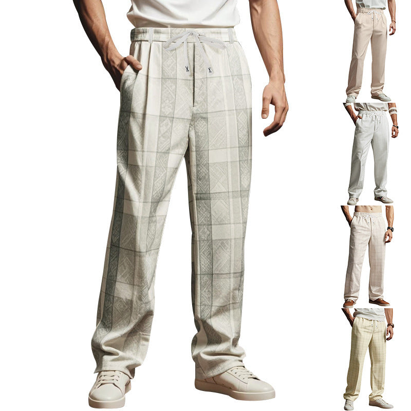 Herren Karierte Freizeit-Hose mit elastischem Bund und praktischen Taschen Drune