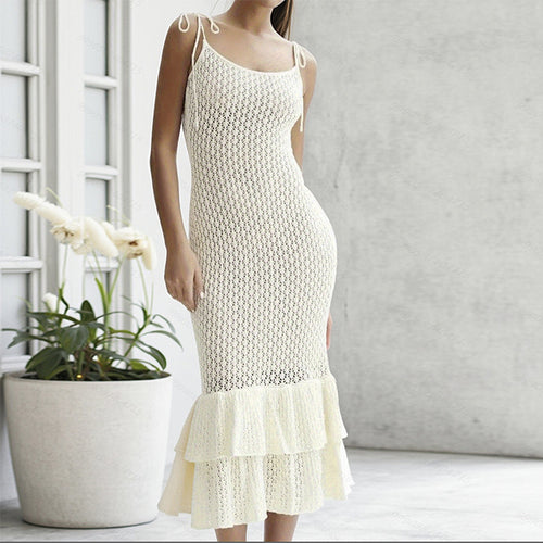 Damen Häkelkleid mit voluminösem Rüschenbesatz Drune