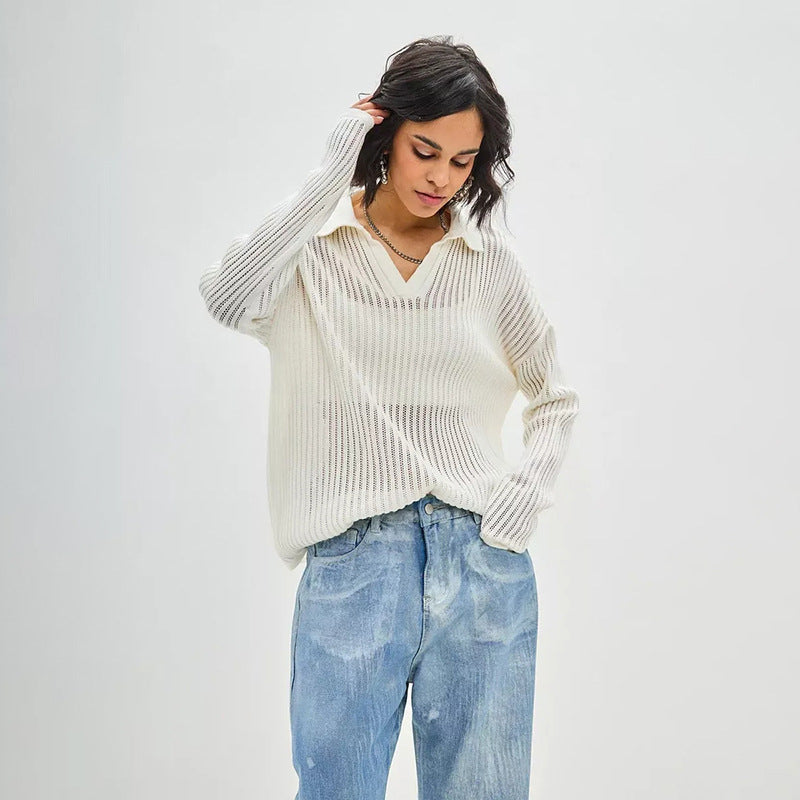 Damen Pullover mit modernem Schnitt und V-Ausschnitt Drune