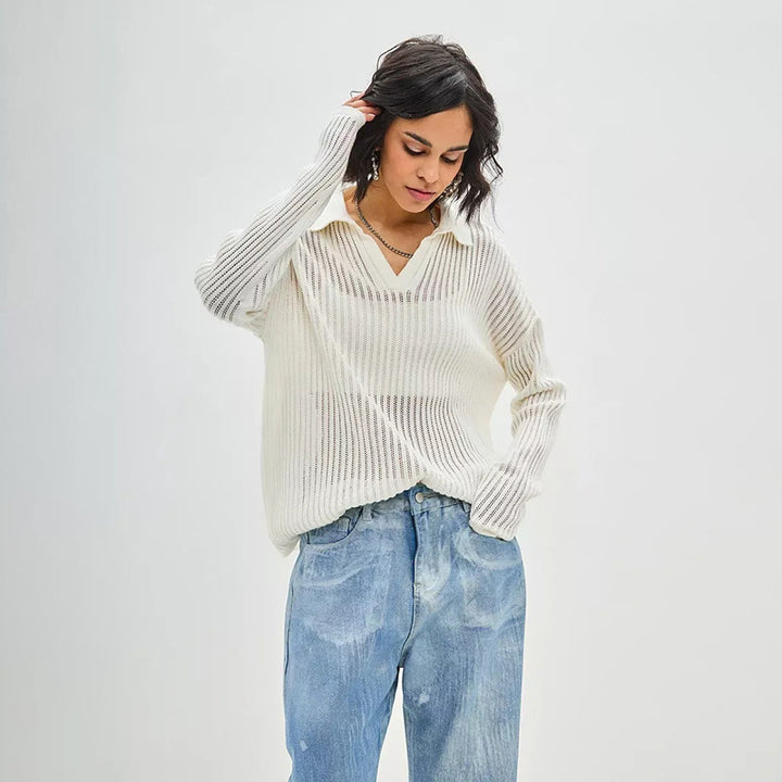 Damen Pullover mit modernem Schnitt und V-Ausschnitt Drune