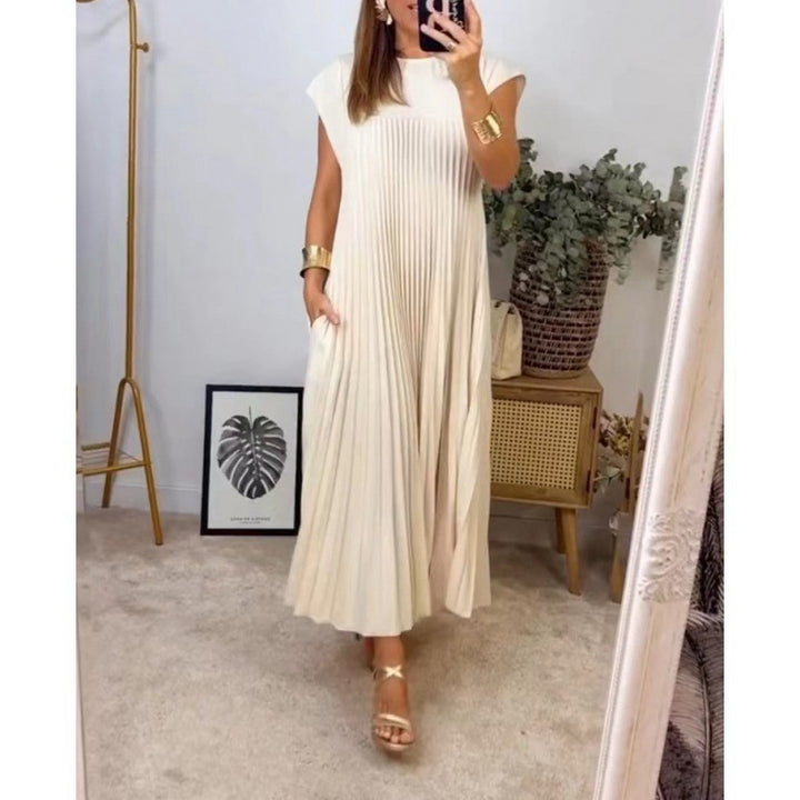 Damen Plissiertes Maxikleid mit elegantem Schnitt und dekorativen Details Drune