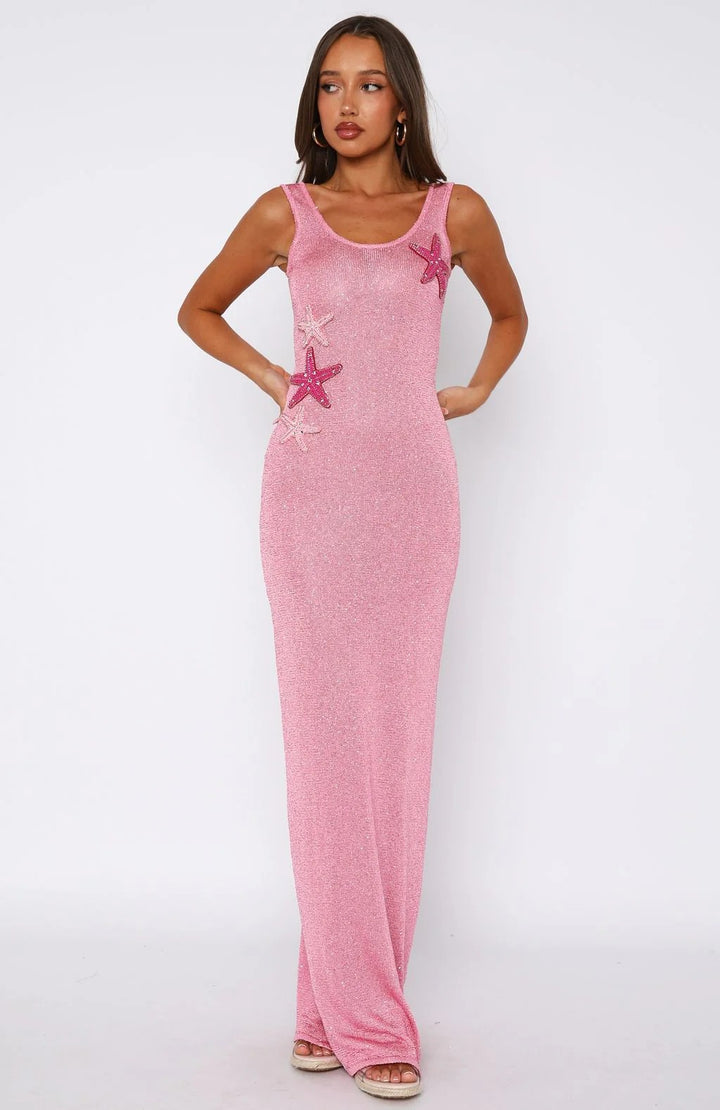 Damen Funkelndes Maxikleid mit Muschel-Applikationen Drune