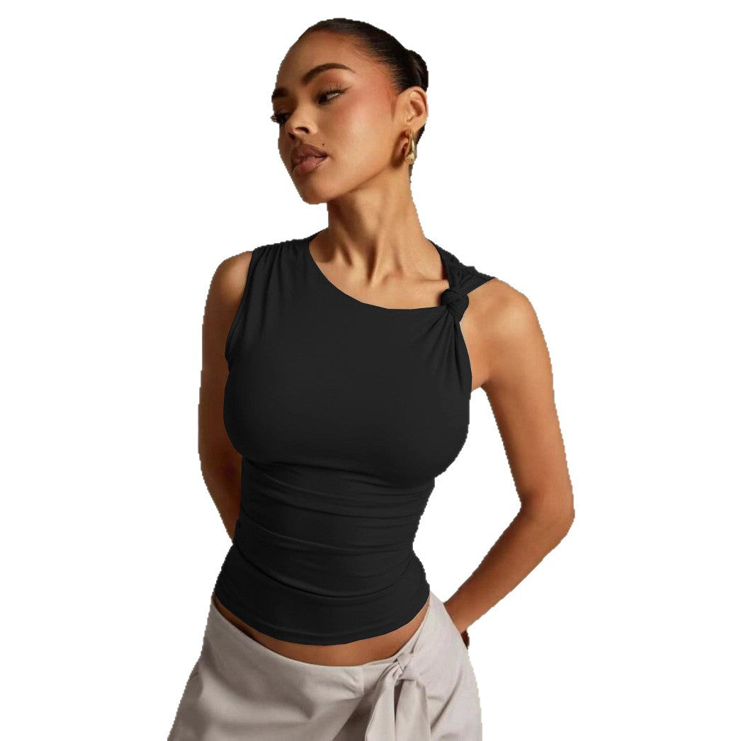 Damen Elegantes Tanktop mit asymmetrischem Design und raffinierten Knotelementen Drune