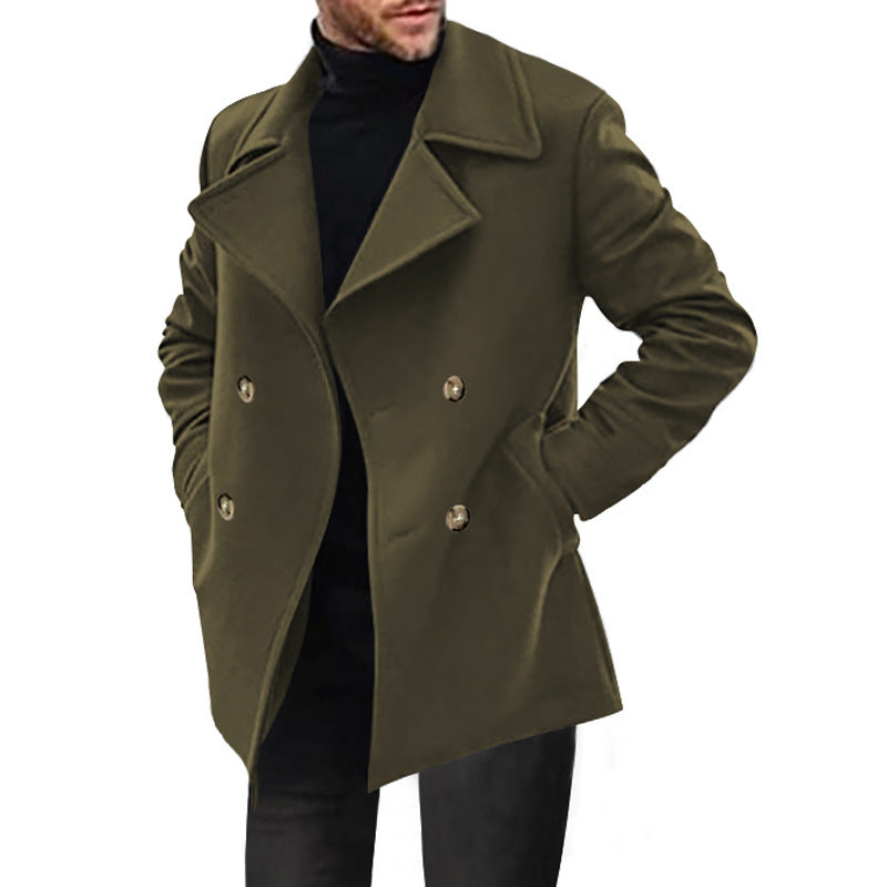 Herren klassischer Peacoat mit modischem Revers und eleganten Knopfdetails Drune