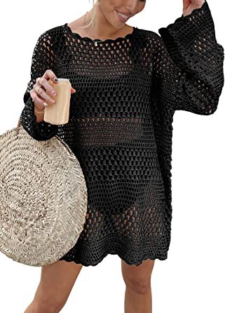Damen luftiges Häkelkleid Drune