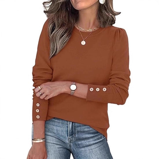 Damen lässiger Pullover mit Knopfdetails Drune