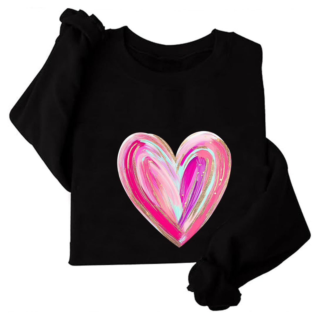 Damen Sweatshirt mit kreativem Herzdesign Drune