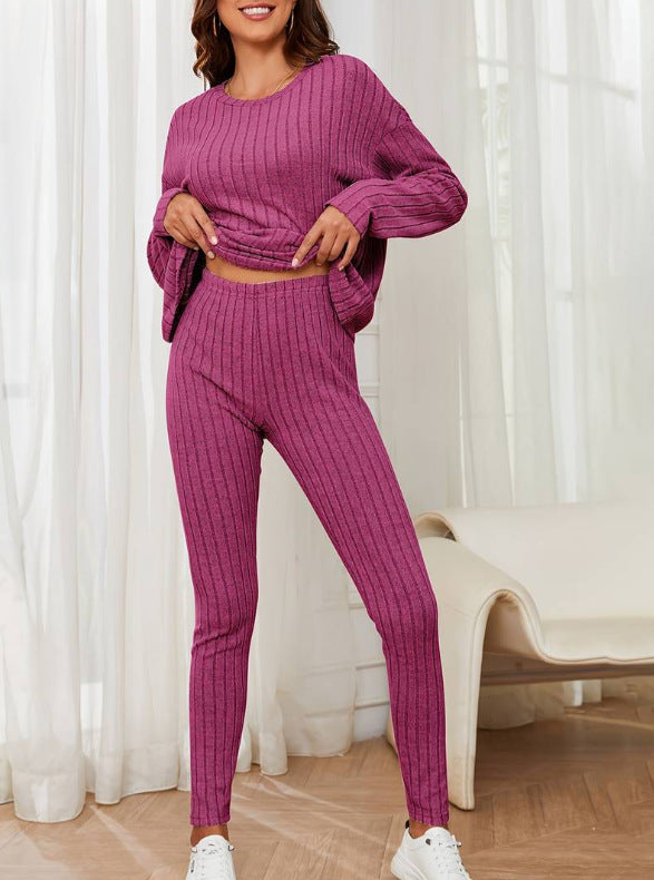 Damen Langärmliges Strickset mit Rippstruktur Drune