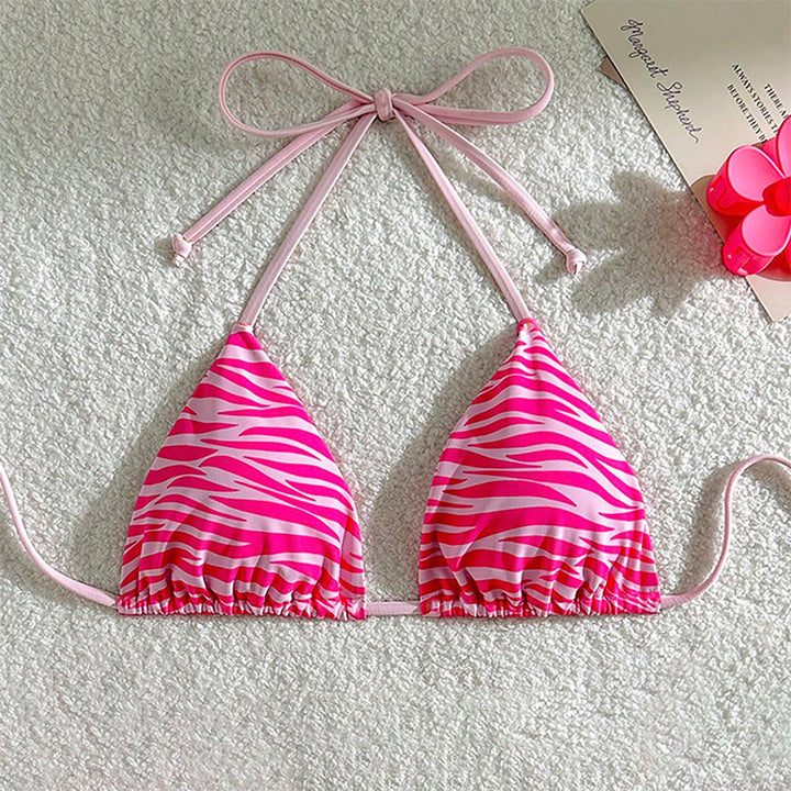 Damen Triangel-Bikini mit verstellbaren Trägern und einzigartigem Wellenmuster Drune
