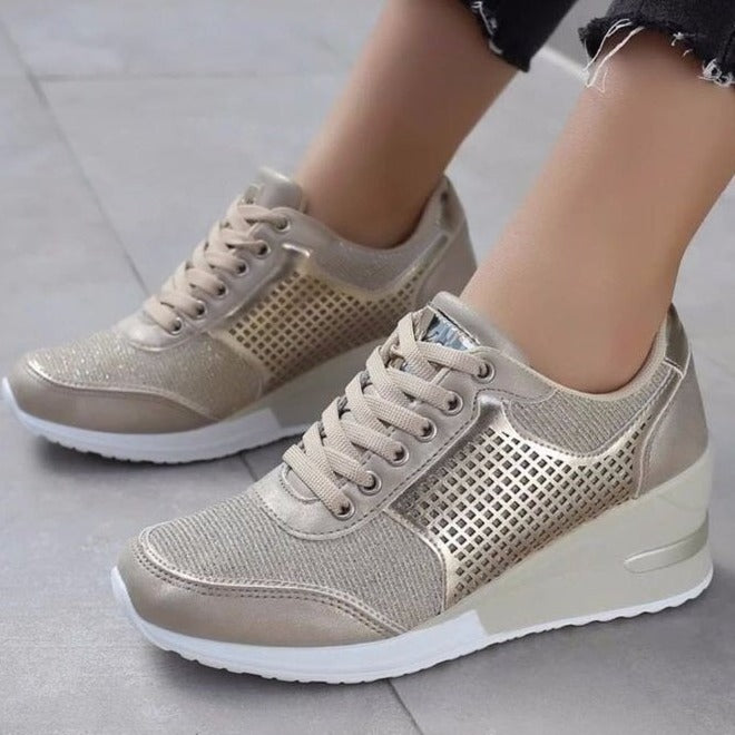 Damen Sneakers mit trendigem Leopardenmuster und speziellem Wedge-Design Drune