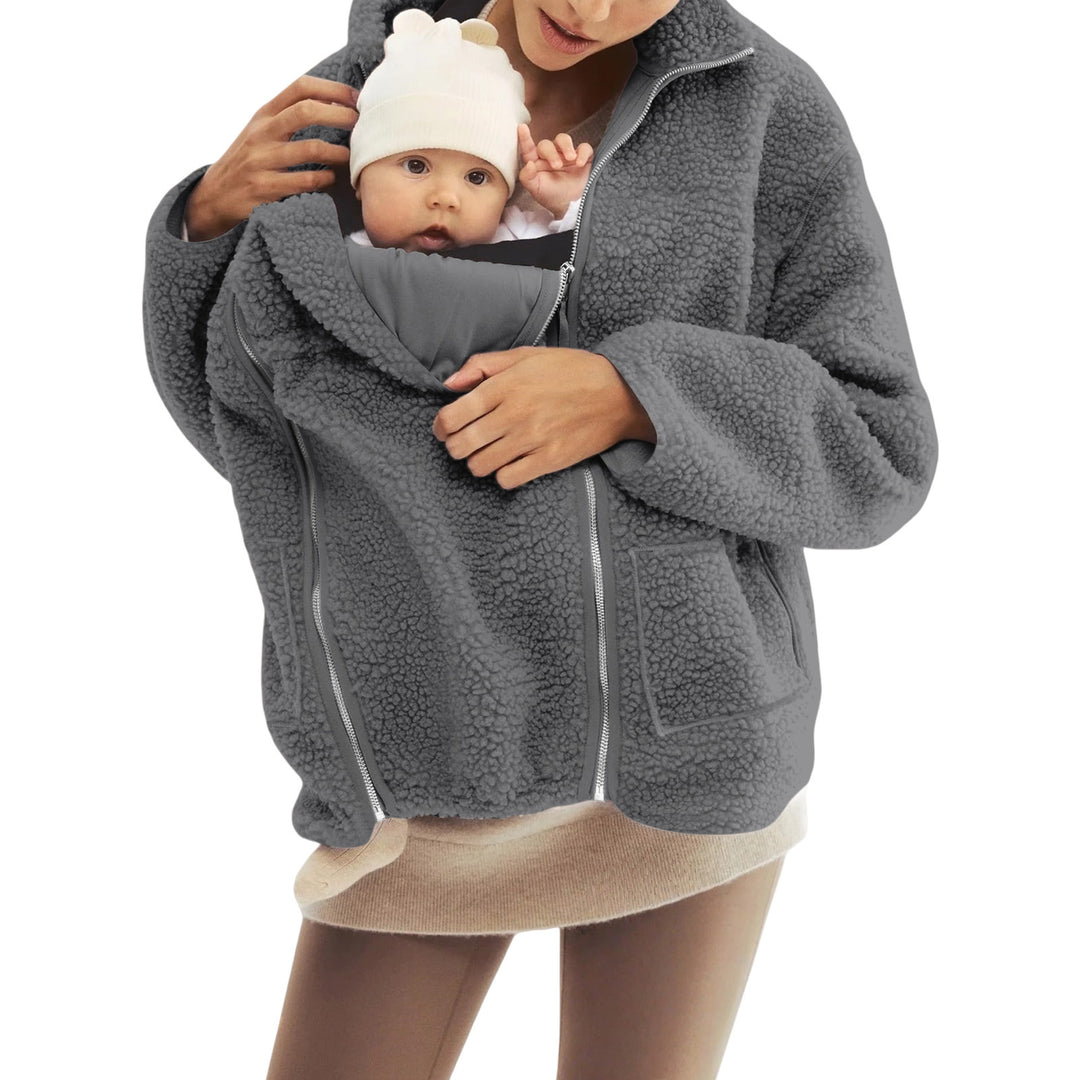 Damen nan oversized Teddyfleece Jacke mit Stehkragen und durchgehendem Reißverschluss Drune
