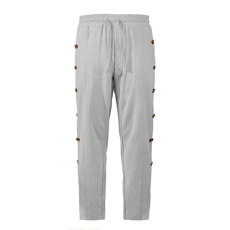 Herren modische Designerhose mit Knopfleiste und verstellbarem Bund Drune