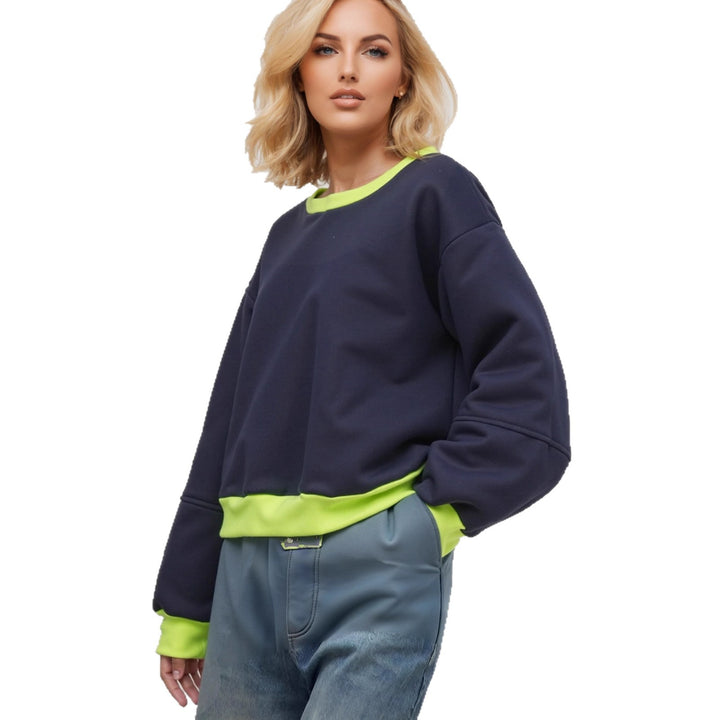 Damen lässiger Sweatshirt mit kontrastierenden Bündchen und modernem Schnitt Drune