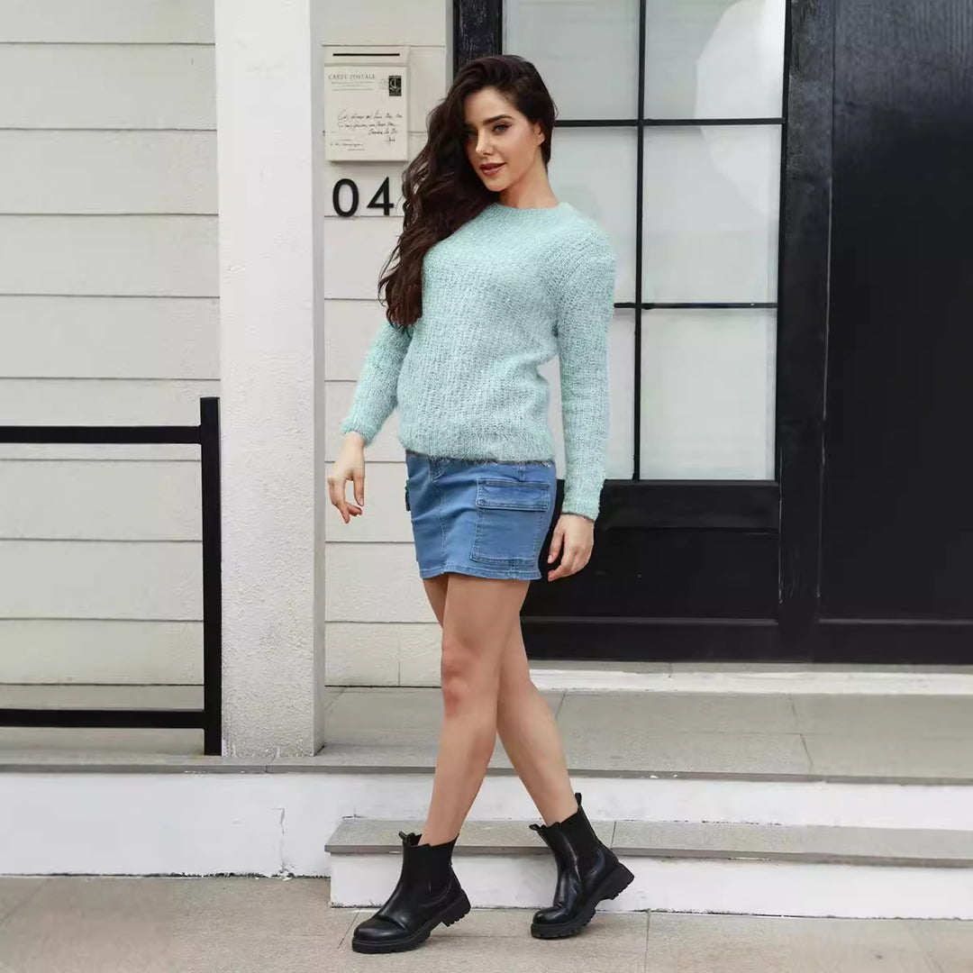 Damen Weicher Strickpullover mit lässigem Schnitt und feinem Strukturmuster Drune
