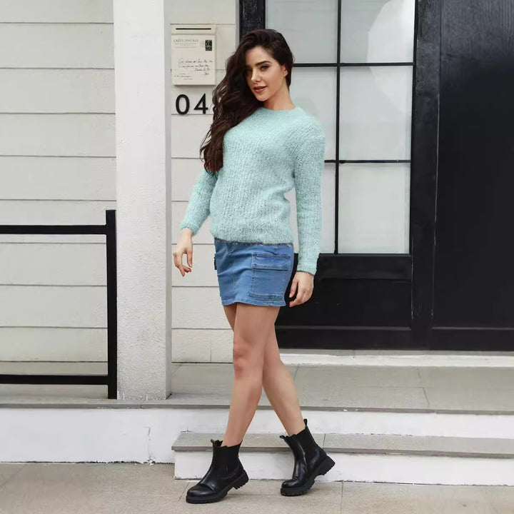Damen Weicher Strickpullover mit lässigem Schnitt und feinem Strukturmuster Drune