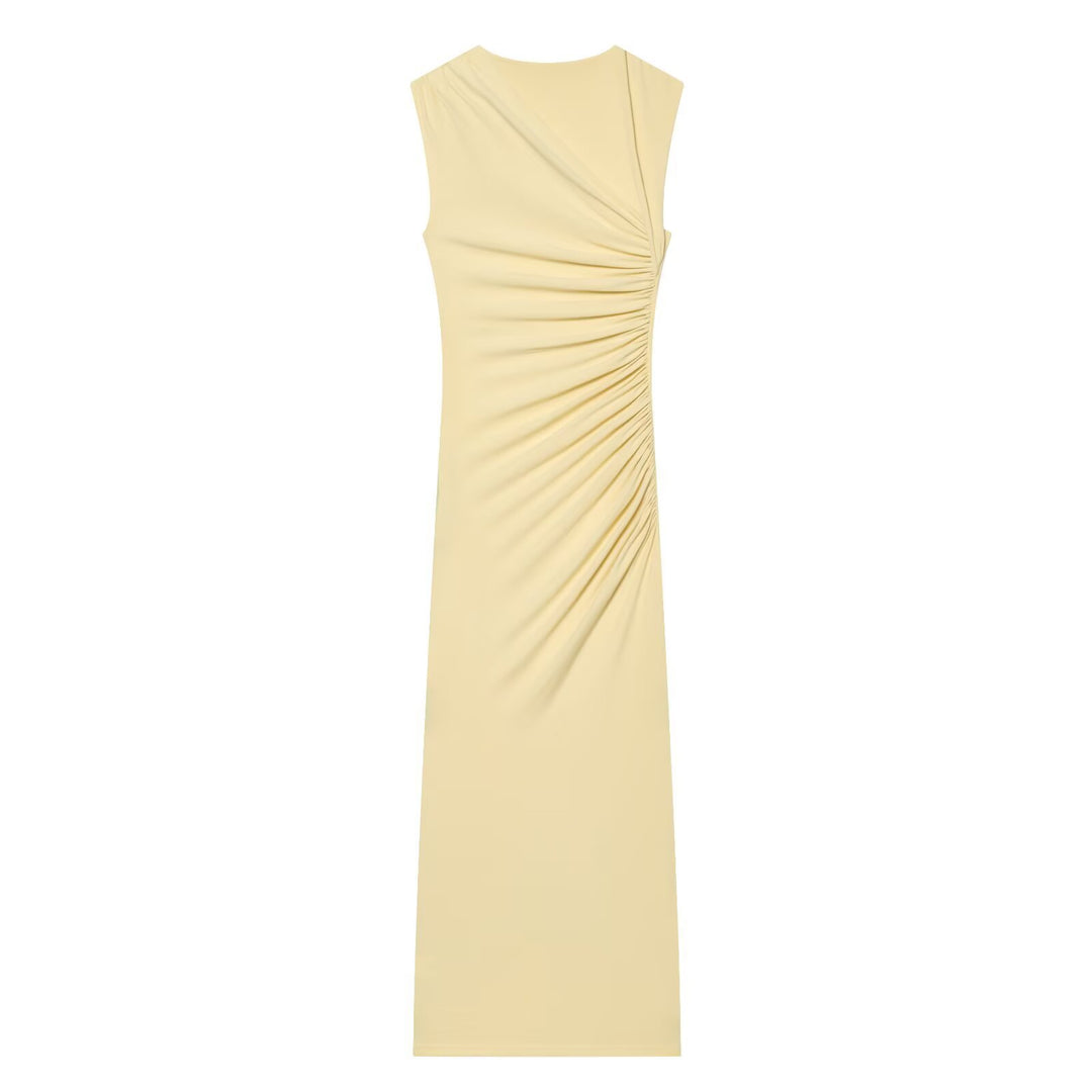 Damen ärmelloses Maxikleid mit raffinierten Rüschendetails und elegantem Schnitt Drune