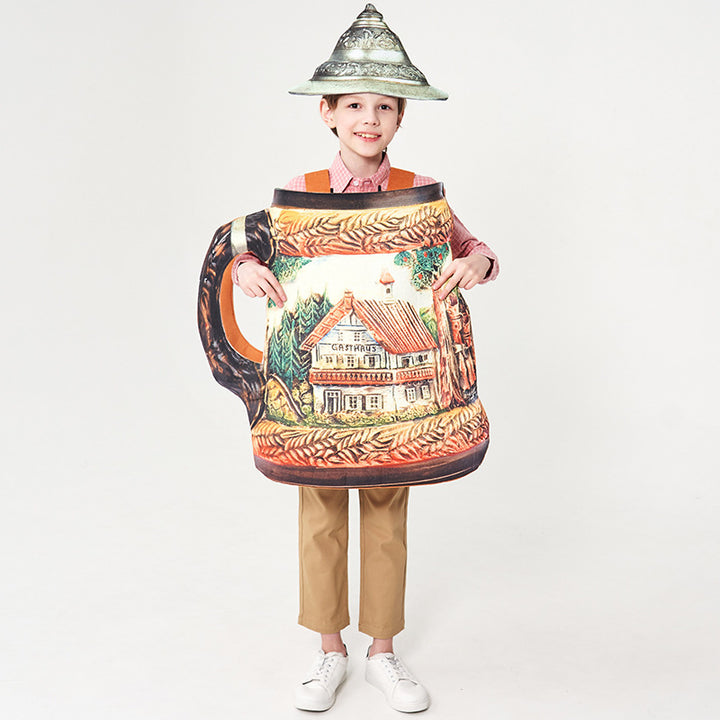 Unisex nan traditioneller keramischer Bierkrug mit Zinndeckel und handbemaltem Reliefmotiv Drune