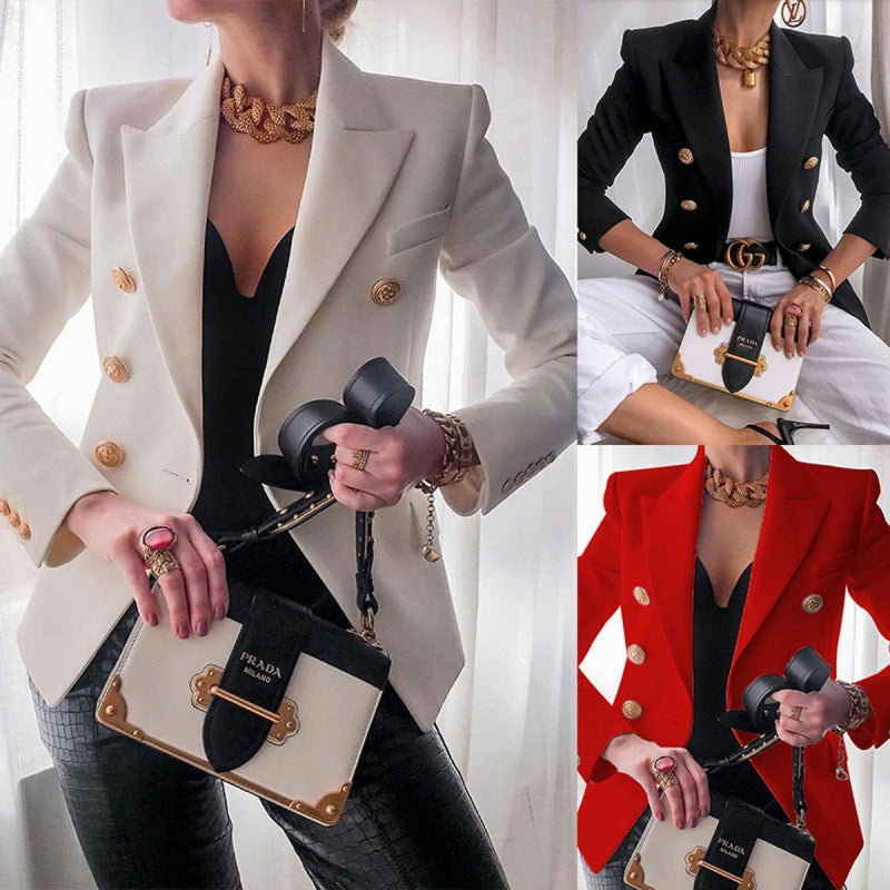 Damen eleganter Blazer mit doppelter Knopfleiste und modischen Details Drune