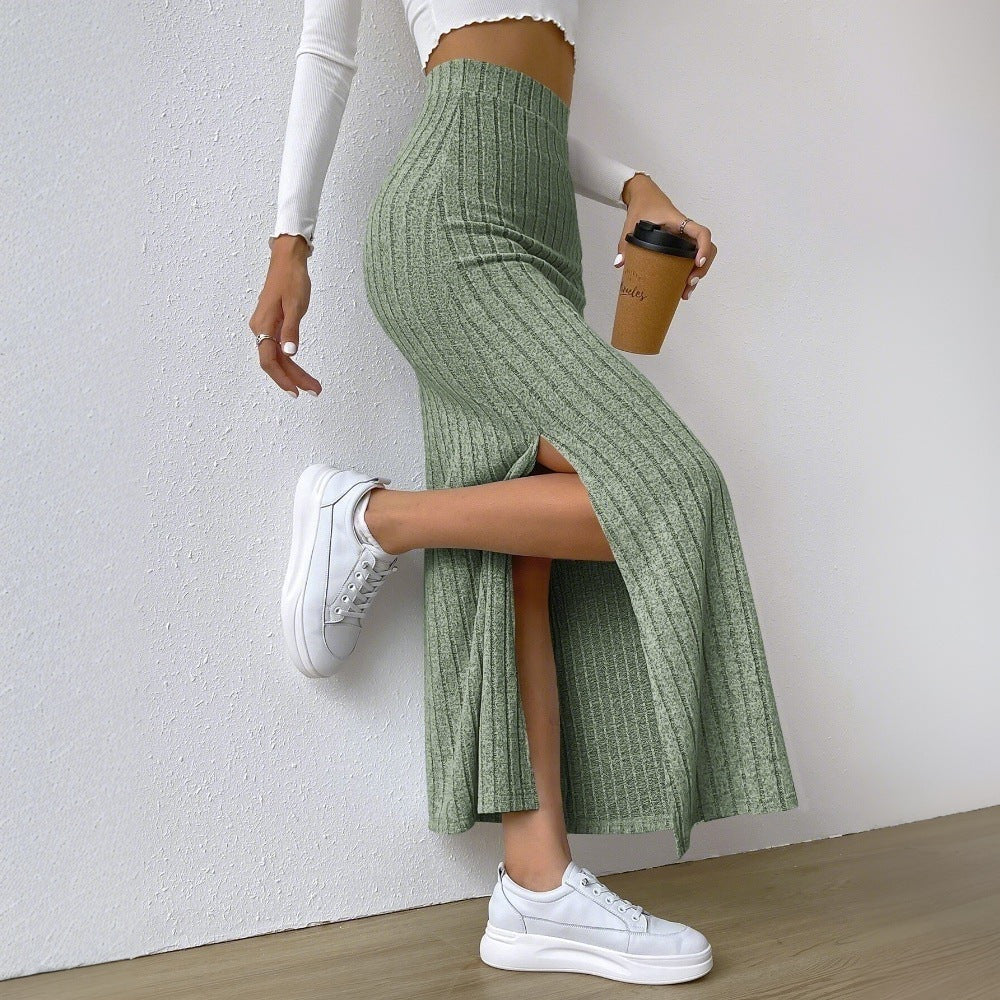 Damen Maxirock mit elegantem Rippendesign und seitlichem Schlitz Drune