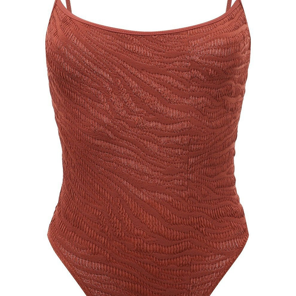 Damen Einteiliger Badeanzug mit strukturiertem Zebra-Muster Drune