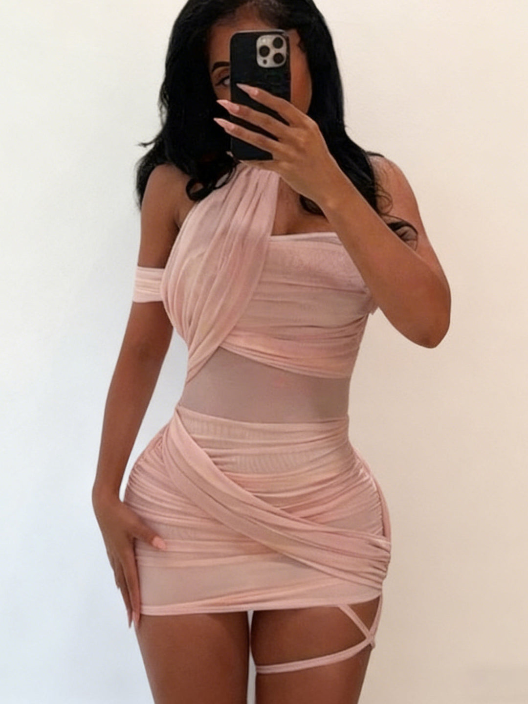 Damen Figurbetontes Wickelkleid mit asymmetrischem Design Drune