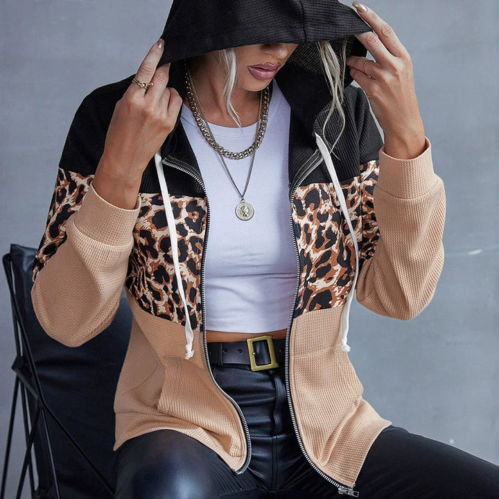 Drune | Kapuzenpullover Lockere Passform Patchwork Design Reißverschluss Schicht Kleidungsstück