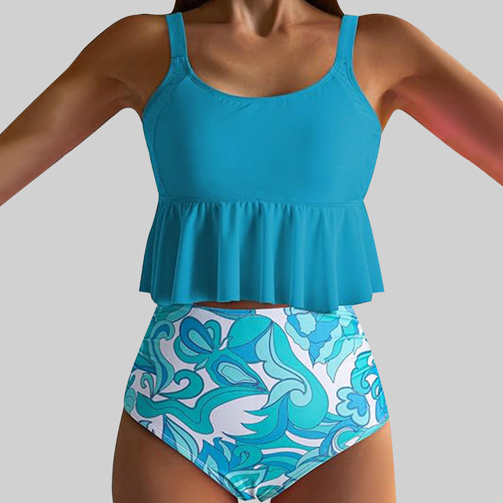 Damen Bade-Set mit verspieltem Rüschendesign und hohem Bund Drune
