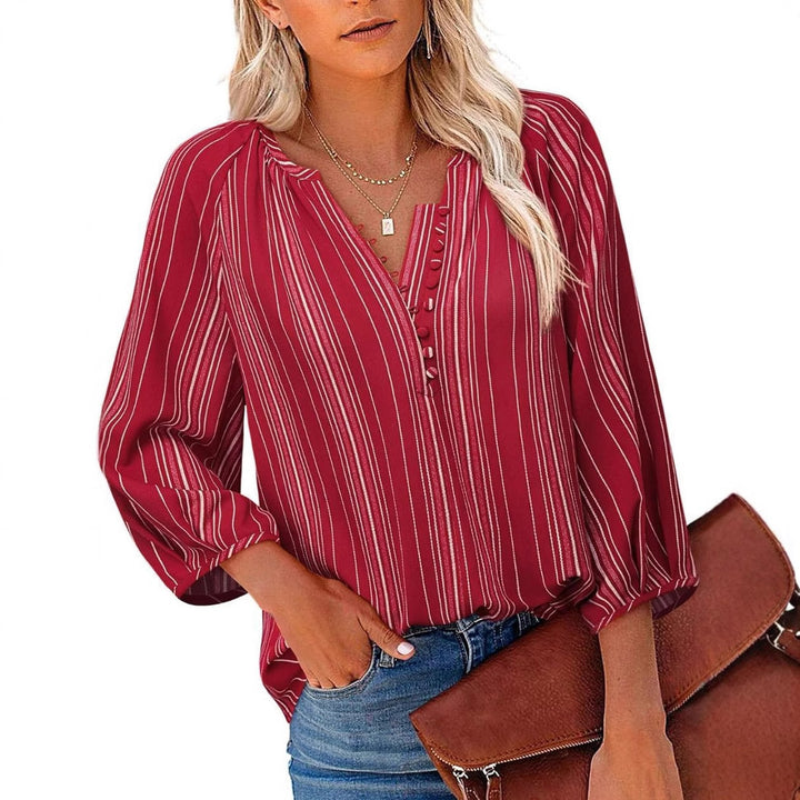 Damen elegante Tunika-Bluse mit raffinierten Streifen Drune