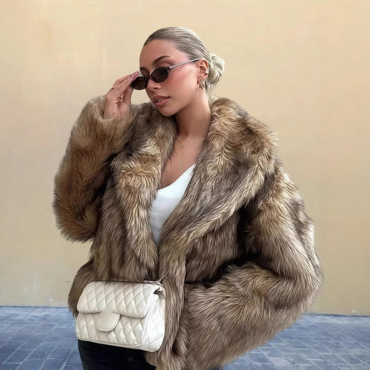 Damen Kunstfelljacke mit elegantem Schnitt und weichem Innenfutter Drune